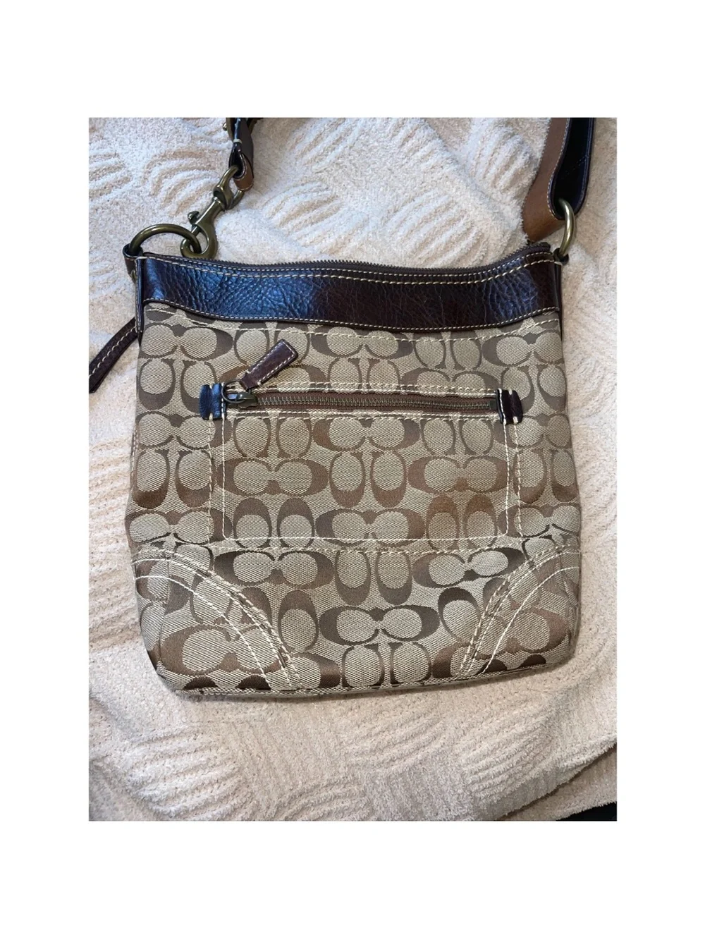 Coach Brown Signature Monogram Crossbody Shoulder Bag